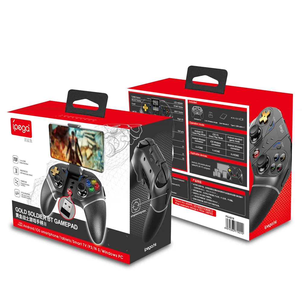 Ipega Universal Wireless Gaming Controller for Multi-game Platform with Vibration &Programmable keys,Android, iOS, PCPG-9218