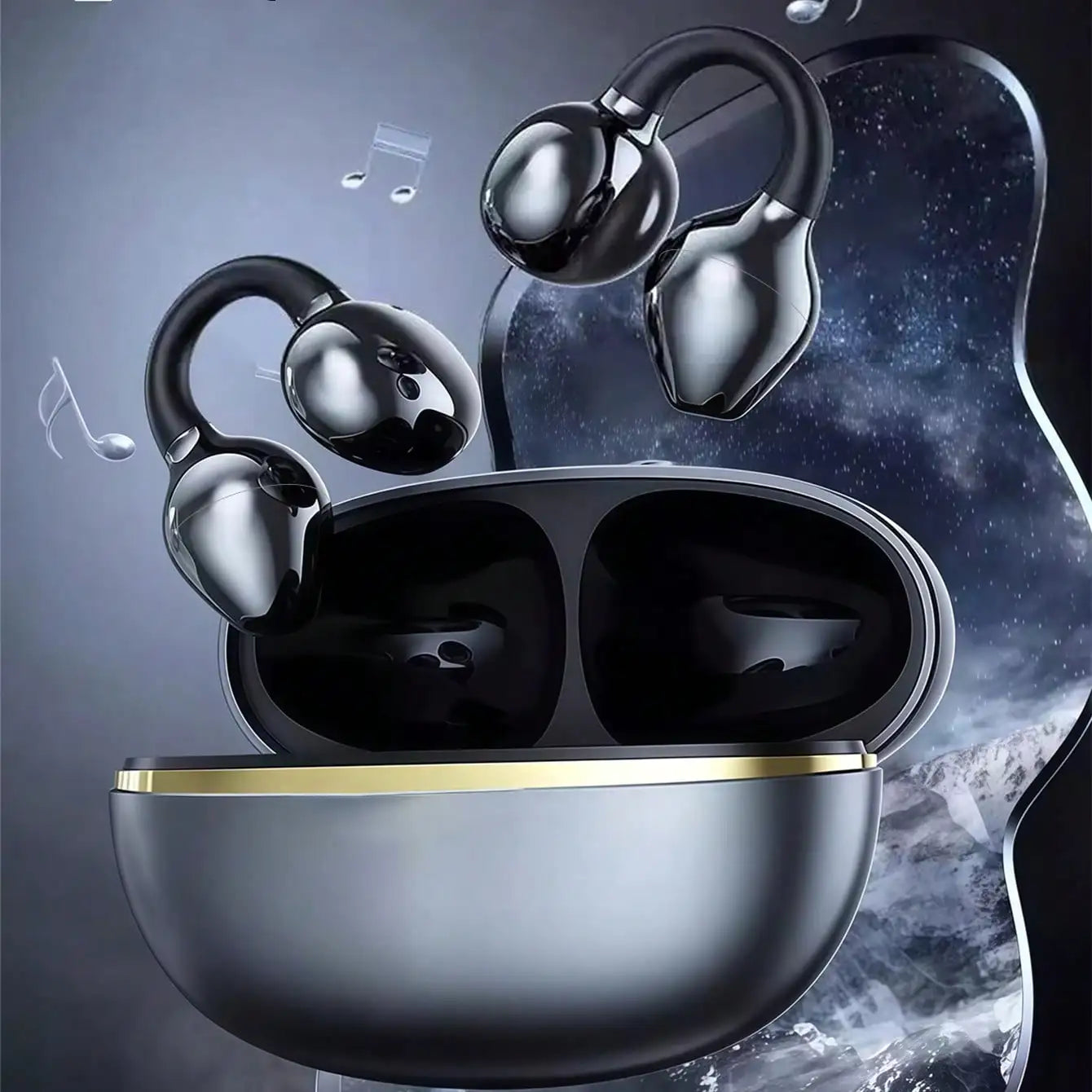 Open Ear Bluetooth Headset Clip On Wireless Long Life Sports Cycling Music Earphones Gaming Earbuds With Mic