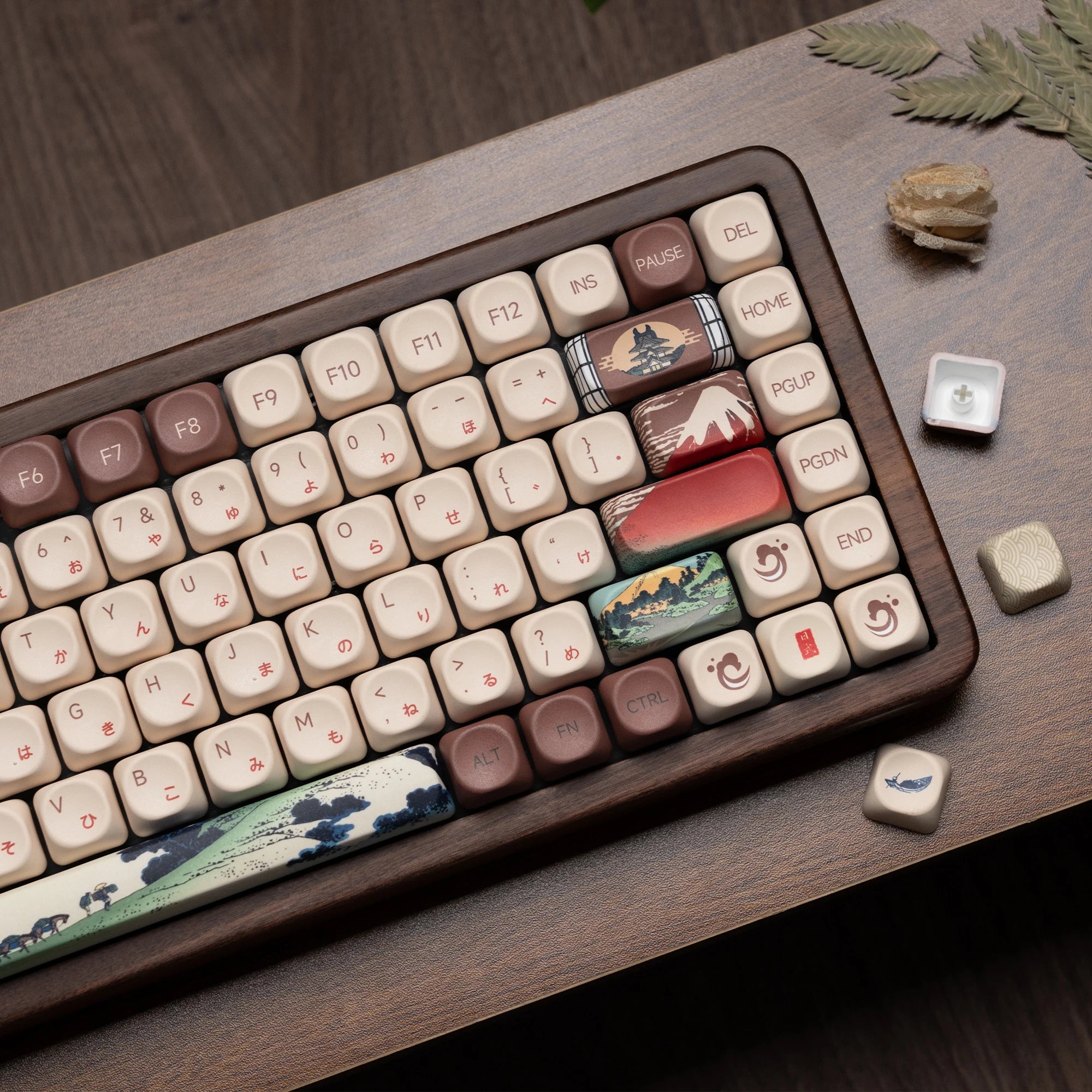 Womier Mount Fuji Custom Keyboard WD75 V2 Wooden Gaming Keyboard with QMK/VIA Tri-Mode Wireless Mechanical RGB 75% Hot Swappable