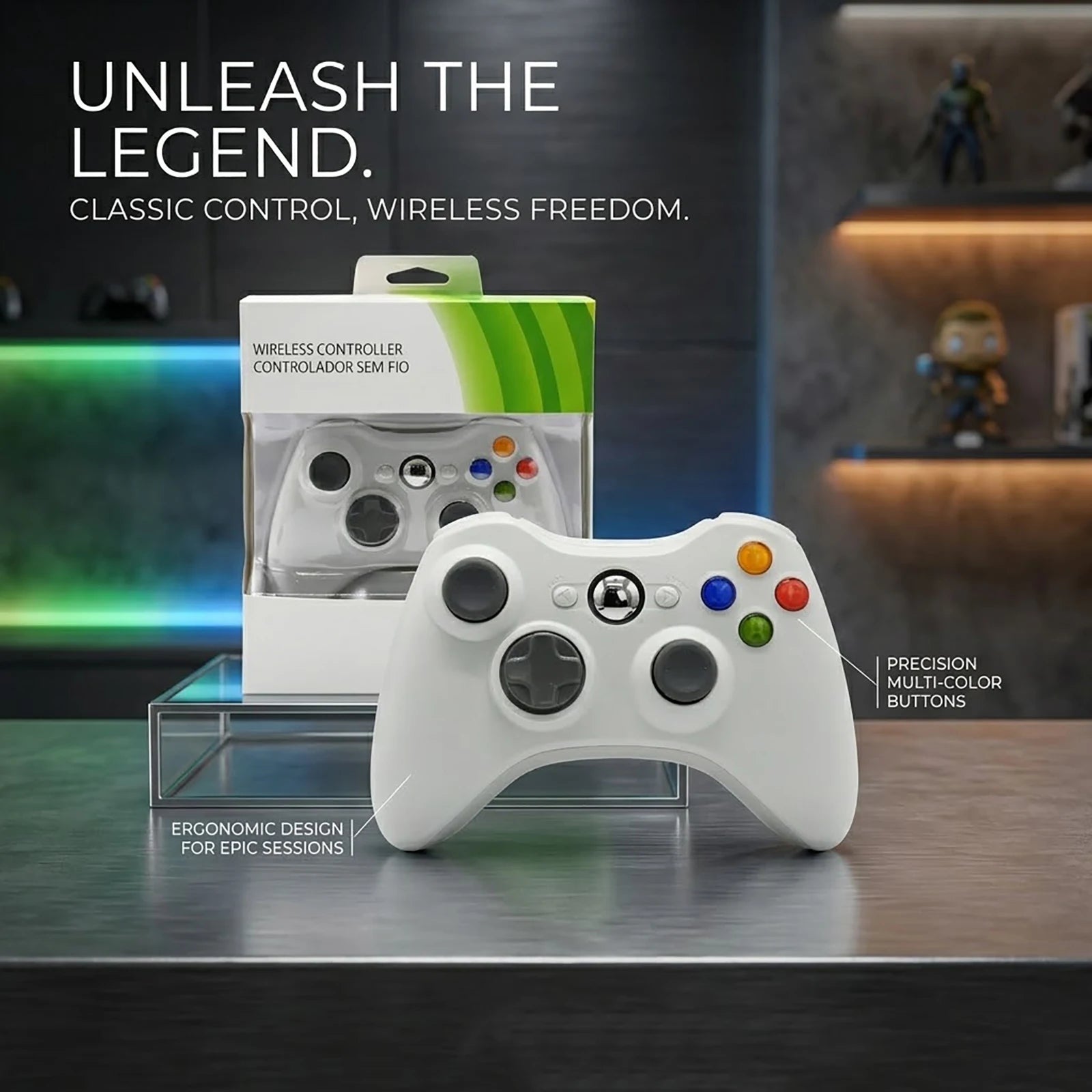 For compatible with Xbox 360 / PC Console Games New Wireless Controller — Plug-and-Play, Multifunctional Arcade Gamepad
