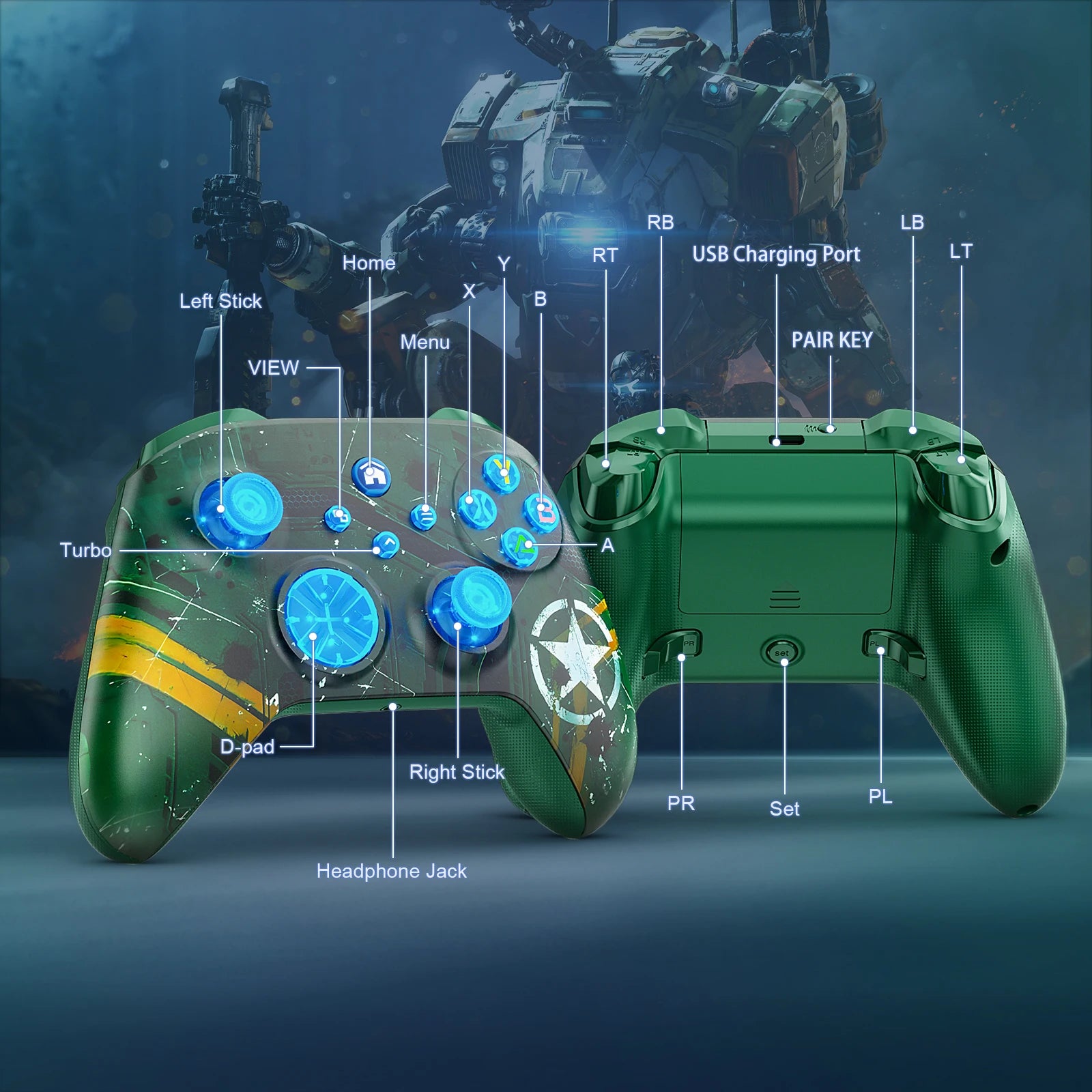 Wifi Wireless Controller For Xbox One/Xbox One S/X/Xbox Series X/S/Pc/Switch Joysticks With Turbo Function/6-Axis/RGB Gamepad