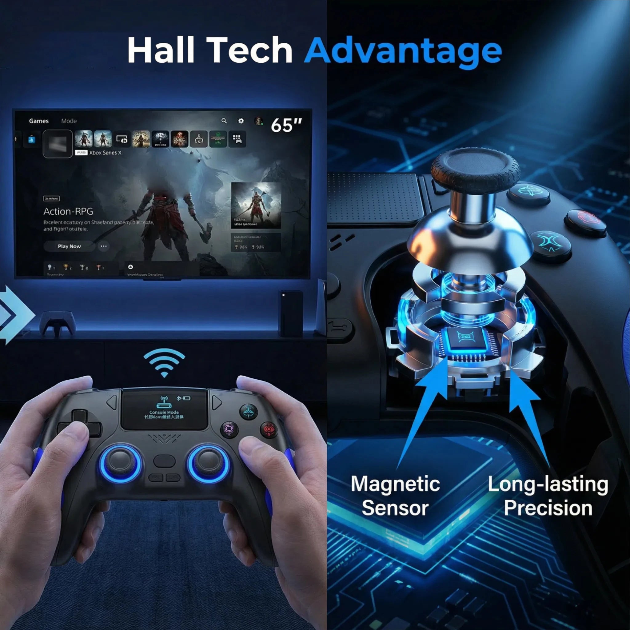 Smart Screen Wireless Game Controller, PS4 Gamepad with Customizable Display,  Compatible with IOS Andriod Table  Steam Switch