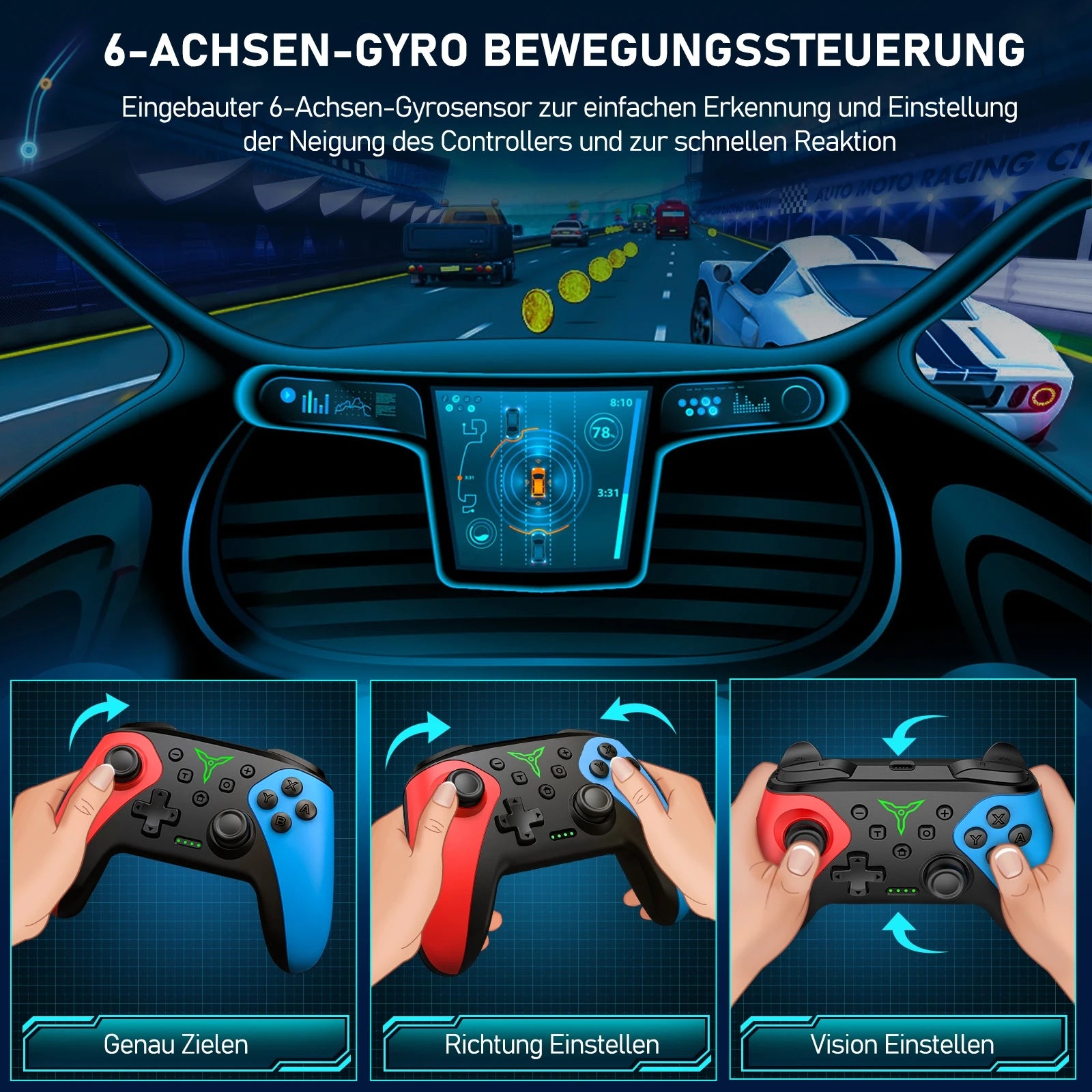 BEBONCOOL Wireless Controller For Nintend Switch OLED Console Pro Gamepad with 600mAh Battery Programmable Switch Controllers