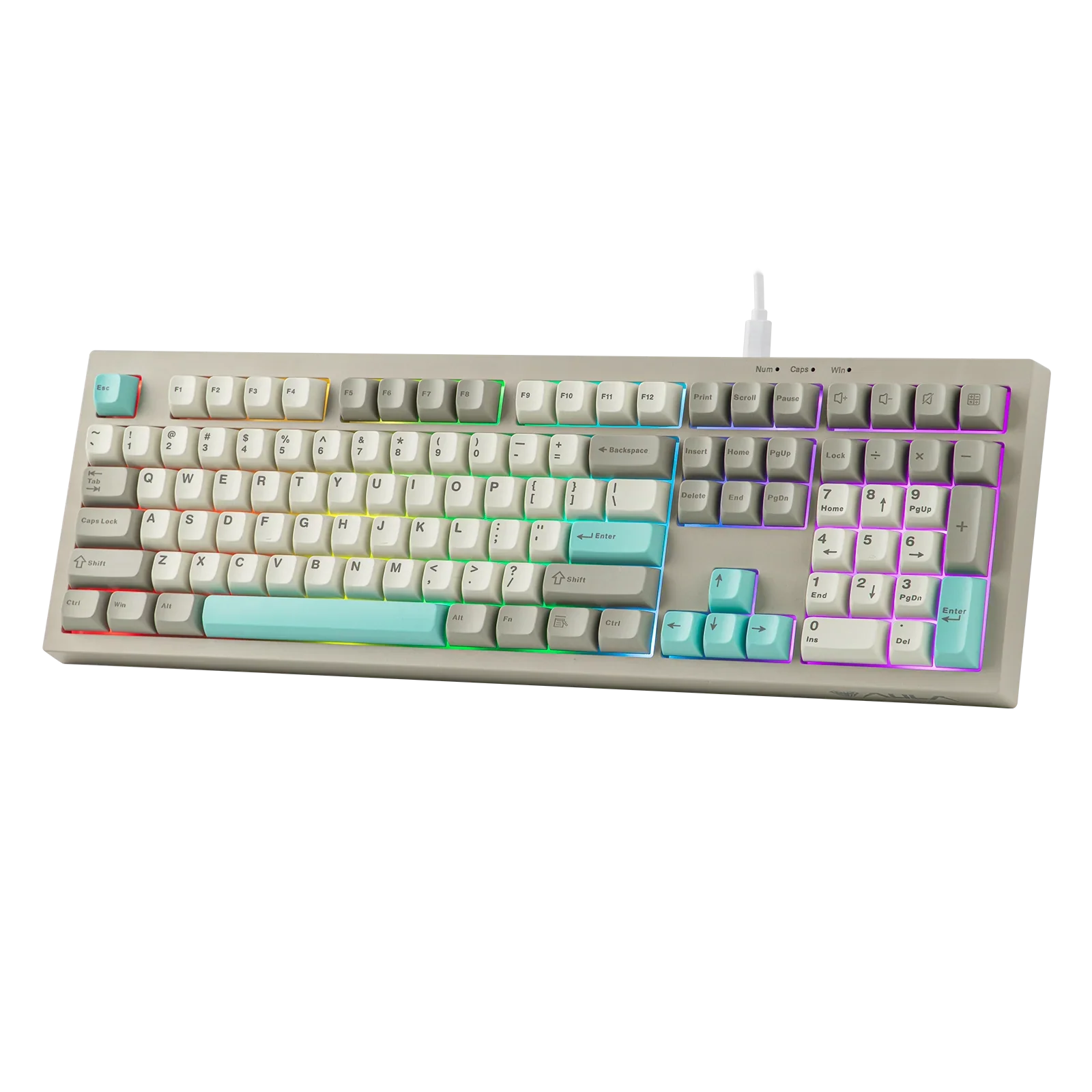 AULA S102 Wired Only Gaming Keyboard with Number Pad Full Size Layout Silent Membrane Creamy Silicone Structure RGB Backlight