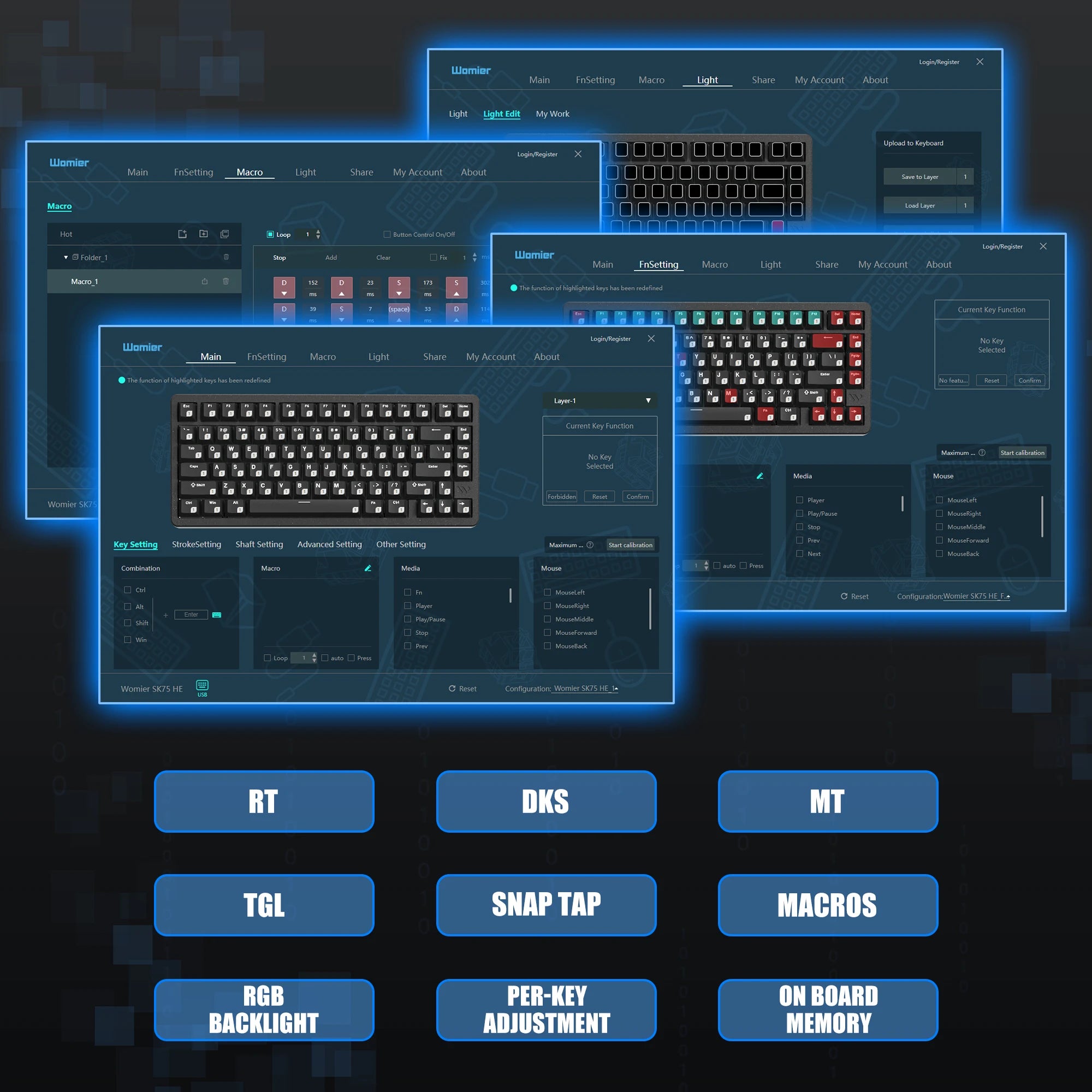 Womier SK75 TMR 75% Wireless Magnetic Keyboard Rapid Trigger Tri-Mode Bluetooth/2.4G/USB-C Hot-Swap Esports Gaming Keyboard