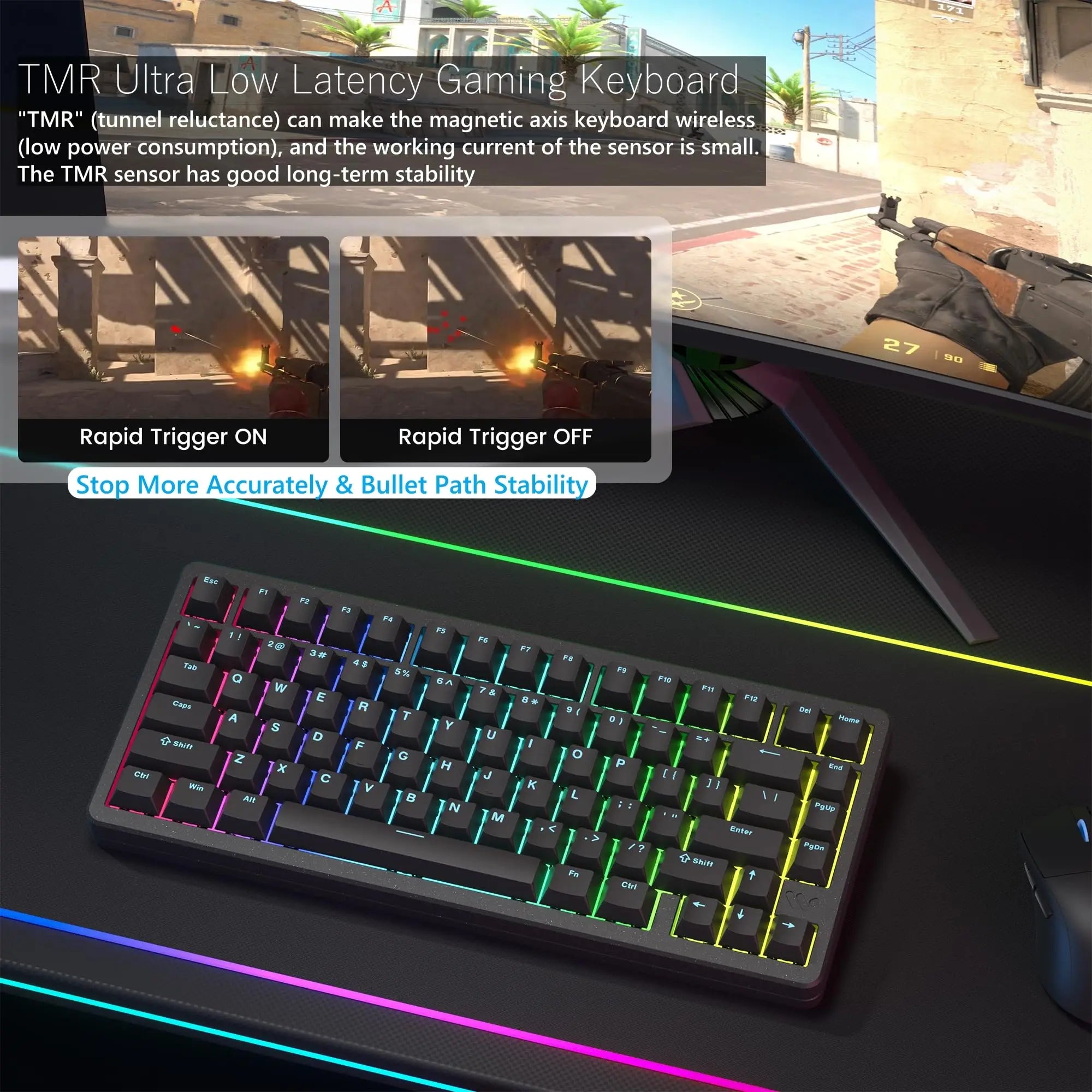 Womier SK75 TMR 75% Wireless Magnetic Keyboard Rapid Trigger Tri-Mode Bluetooth/2.4G/USB-C Hot-Swap Esports Gaming Keyboard