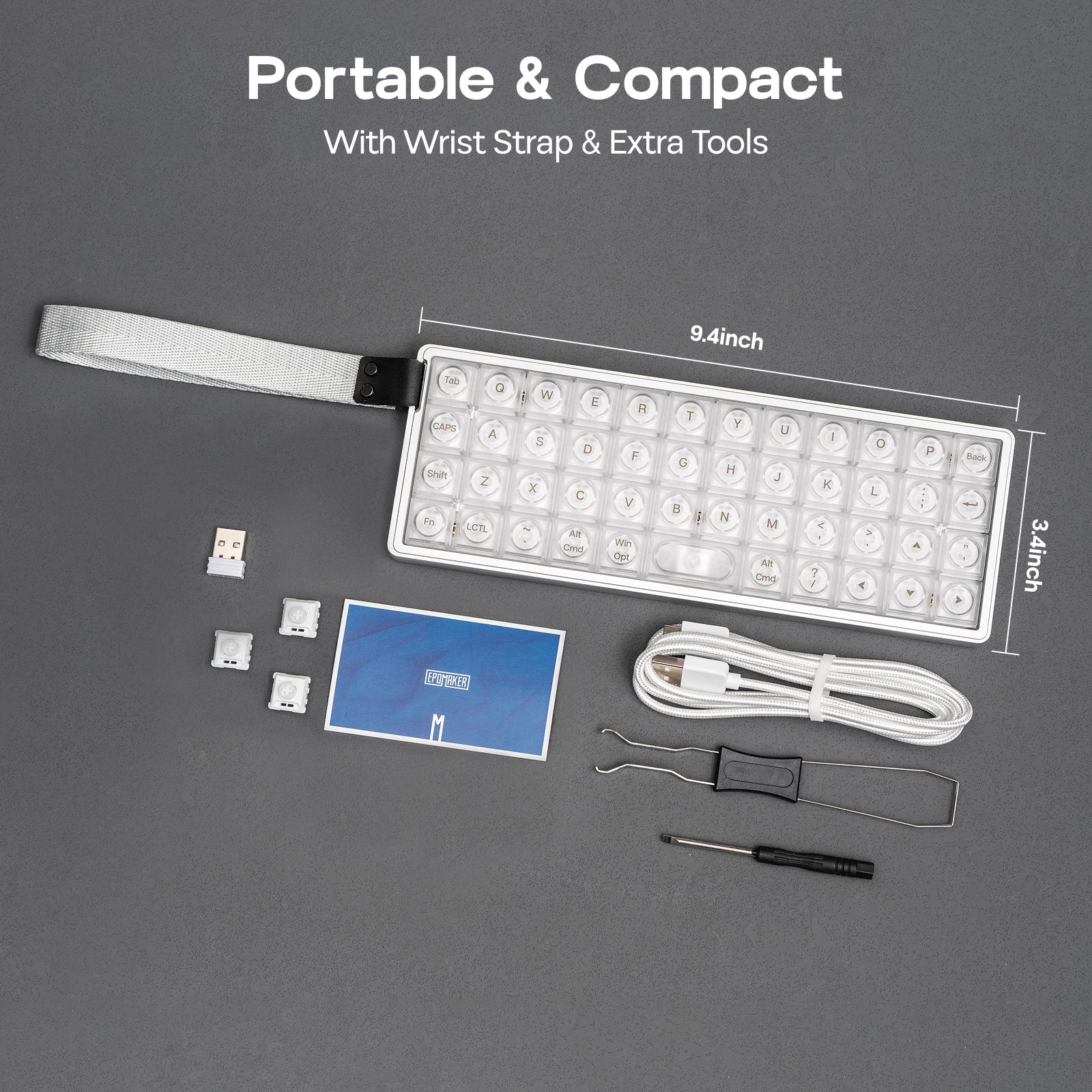 EPOMAKER Luma40 VIA 40% Ortholinear Layout Tray-Mounted Wired/BT/2.4Ghz Wireless CNC Metal Low Profile Mechanical Keyboard