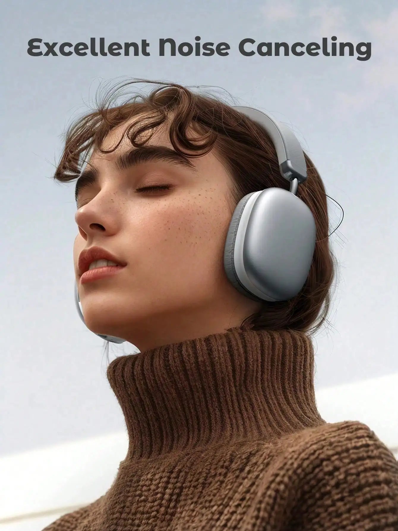 Bluetooth Headphones Over Ear Wireless Headset HiFi Music Gaming Comfortable Mic for iPhone Android PC Silver