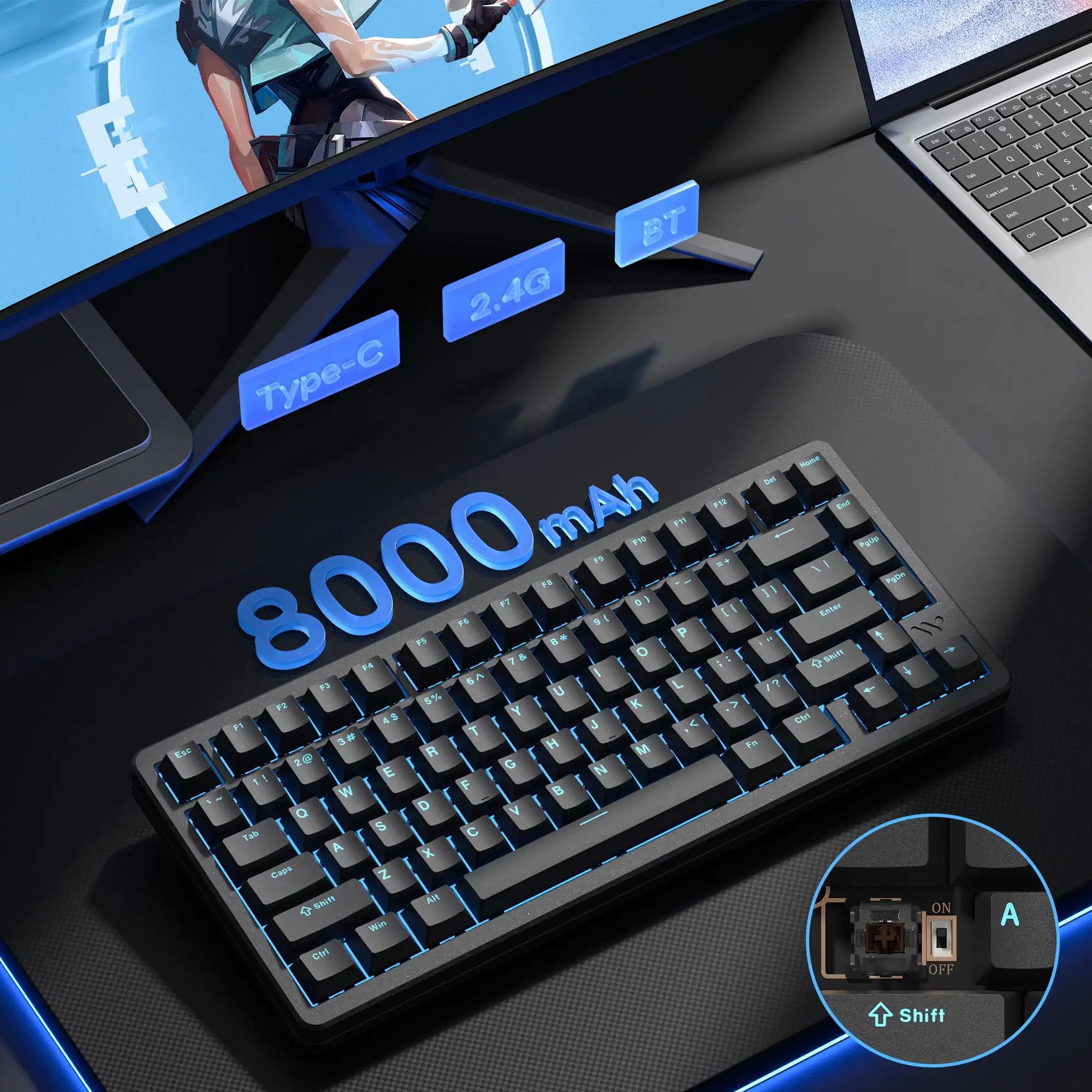 Womier SK75 TMR Wireless Magnetic Mechanical Keyboard 3-Modes Rapid Trigger Aluminum Keyboard