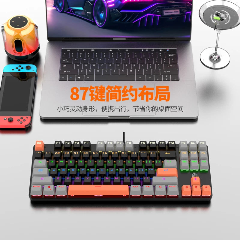 MS Mechanical Gaming Keyboard 87 Keys For PC/Laptop，Blue Switch Mechanical，Hot-Swappable