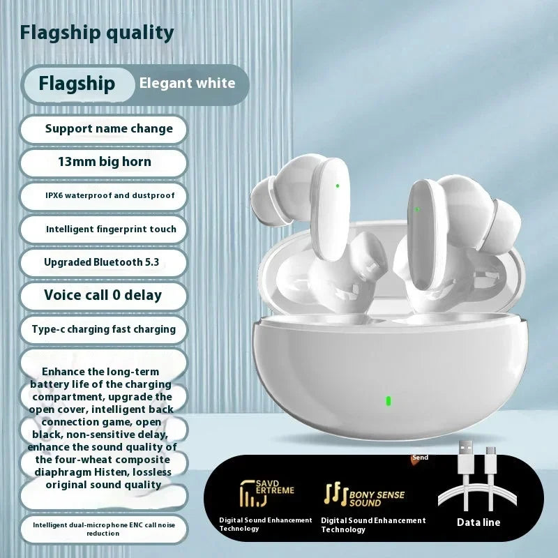 Wireless Bluetooth Earphone TWS Headset HiFi Music Headphone For Smartphone Mic Noise Reduction Earbuds Waterproof Game Motion