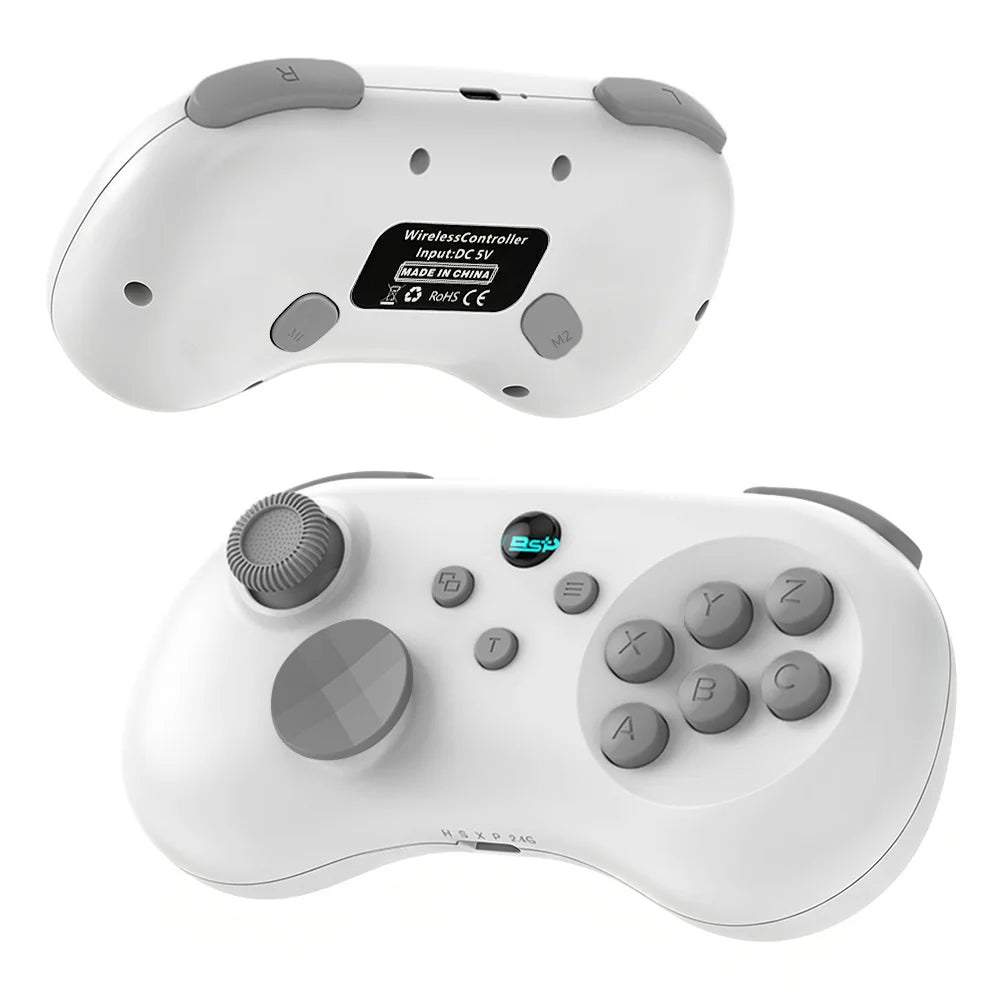 Y04 Wireless Game Controller for Switch/PC/PS4 – Hall Effect Joystick, 6-Button Layout Arcade Gamepad with Turbo & Back Buttons
