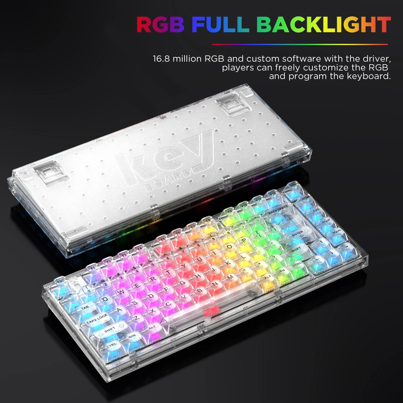 YUNZII X75 PRO White 82-Key Wireless Hot Swappable Gasket Mounted Mechanical Gaming Keyboard with Transparent Keycaps