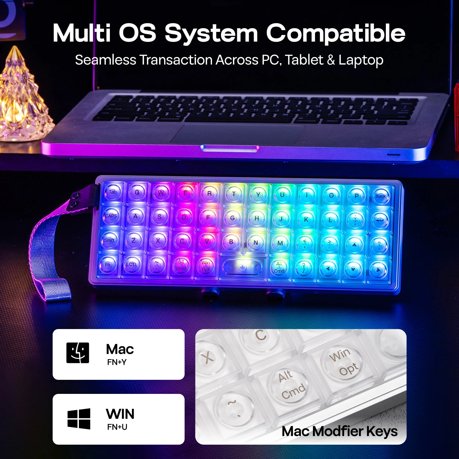 EPOMAKER Luma40 VIA 40% Ortholinear Layout Tray-Mounted Wired/BT/2.4Ghz Wireless CNC Metal Low Profile Mechanical Keyboard